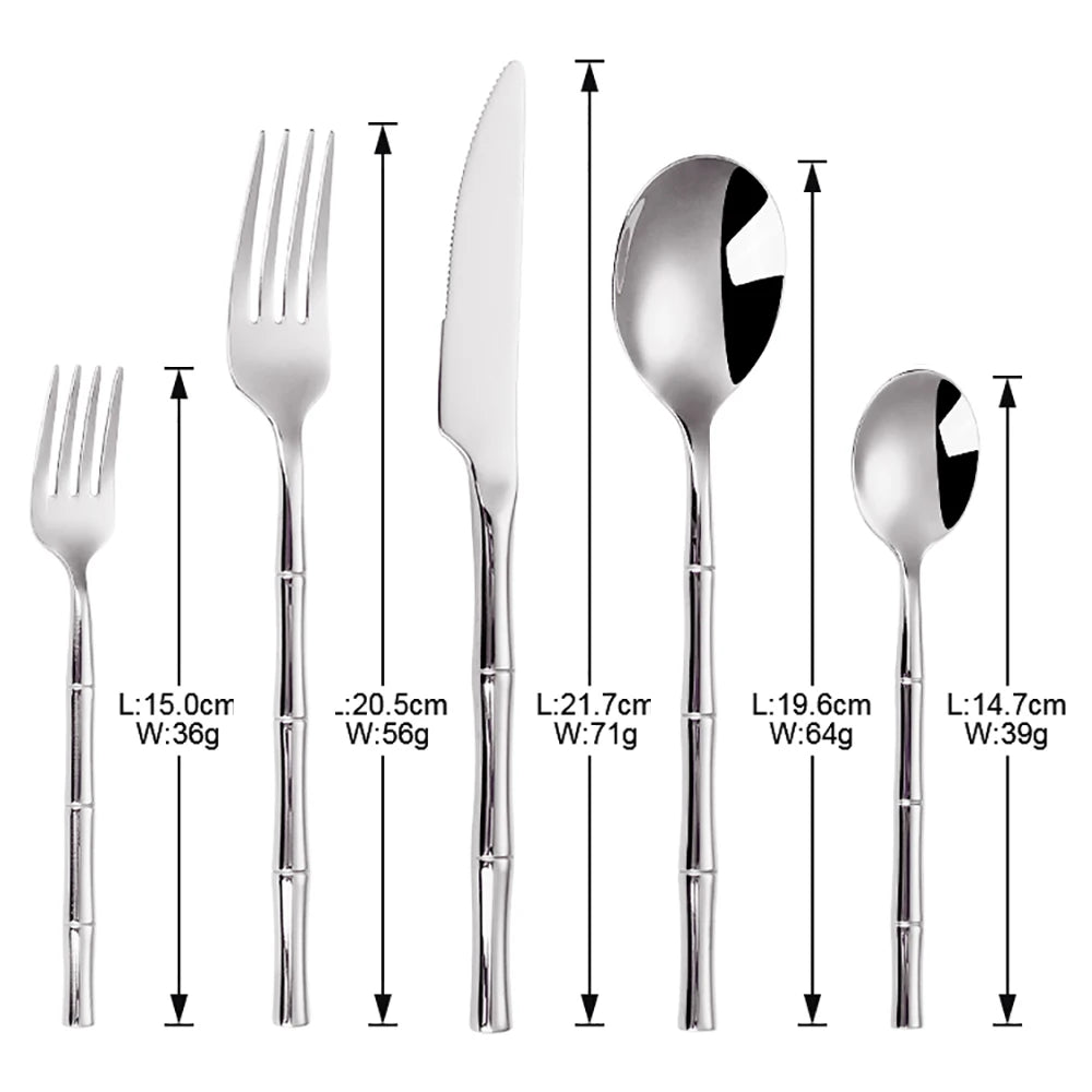 Bamboo Handle Stainless Steel Cutlery Set