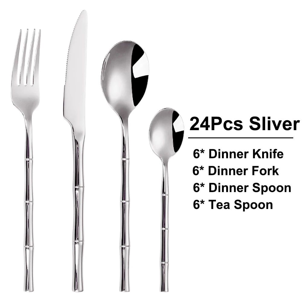 Bamboo Handle Stainless Steel Cutlery Set